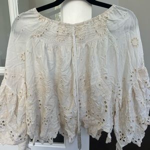 Off the shoulder off white blouse